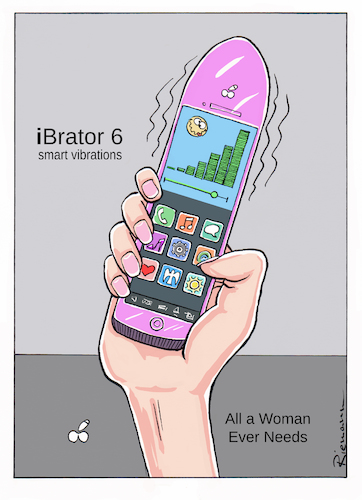 Cartoon: iBrator (medium) by Riemann tagged smart,phone,vibrator,cell,dildo,women,men,future,technology,massage,app,frau,mann,handy,digitale,revolution,cartoon,george,riemann,smart,phone,vibrator,cell,dildo,women,men,sex,future,technology,massage,app,frau,mann,handy,digitale,revolution,cartoon,george,riemann