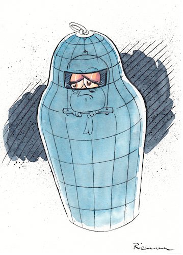 Cartoon: Käfig (medium) by Riemann tagged frau,burka,islam,käfig,gefängnis,religion,gleichberechtigung,unrecht,unterdrückung,machos,cartoon,george,riemann,frau,burka,islam,käfig,gefängnis,religion,gleichberechtigung,unrecht,unterdrückung,machos,cartoon,george,riemann