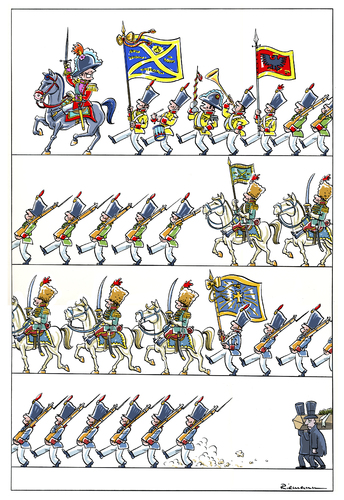 Cartoon: Militärparade (medium) by Riemann tagged militaer,parade,armee,krieg,tod,krise,soldaten,euphorie,war,soldiers,death,army,cartoon,george,riemann,militaer,parade,armee,krieg,tod,krise,soldaten,euphorie,war,soldiers,death,army,cartoon,george,riemann