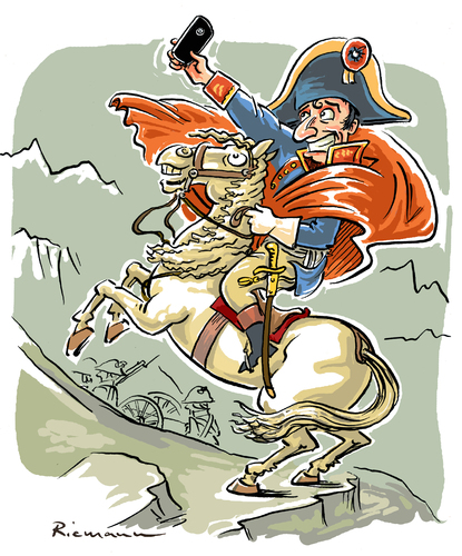 Cartoon: Napoleon (medium) by Riemann tagged smart,phone,internet,selfie,digital,art,history,famous,paintings,napoleon,crosses,the,alps,handy,modern,times,cartoon,george,riemann,smart,phone,internet,selfie,digital,art,history,famous,paintings,napoleon,crosses,the,alps,handy,modern,times,cartoon,george,riemann