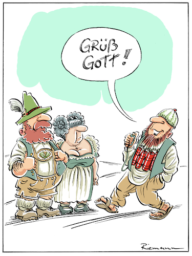 Cartoon: Ökumene (medium) by Riemann tagged religion,islam,christentum,grüß,gott,ökumene,gottesdienst,selbstmord,attentäter,islamist,cartoon,george,riemann,religion,islam,christentum,grüß,gott,ökumene,gottesdienst,selbstmord,attentäter,islamist,cartoon,george,riemann