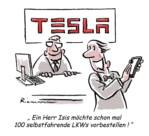 Cartoon: Selbstgänger (medium) by Riemann tagged nizza,anschlag,selbstmord,terrorismus,is,tesla,google,car,selbstfahrende,autos,self,driving,cars,terrorism,nice,france,cartoon,george,riemann,is,terrorismus,selbstmord,anschlag,nizza,tesla,google,car,selbstfahrende,autos,self,driving,cars,terrorism,nice,france,cartoon,george,riemann