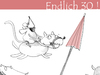 Cartoon: Endlich 30! (small) by Silvia Wagner tagged geburtstag dreißig maus mouse birthday thirty dog hund schirm umbrella