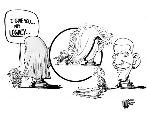 Cartoon: Bush Legacy (medium) by halltoons tagged bush,obama,president,politics,world,leaders