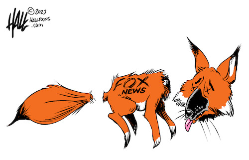 Cartoon: Foxed (medium) by halltoons tagged fox,news,carlson,murdoch,media,fox,news,carlson,murdoch,media
