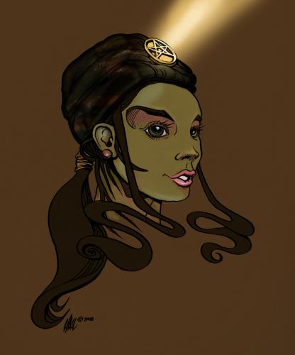 Cartoon: Gypsy Head 1 (medium) by halltoons tagged gypsy,manga,portrait,woman,girl,occult