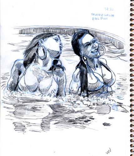 Cartoon: Splashy Girlie Pool Fun (medium) by halltoons tagged drawing,girls,woman,water,swimming
