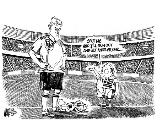 Cartoon: We Need a New Ball (medium) by halltoons tagged futbol,football,soccer,germany,greece,euro,economy