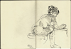 Cartoon: Model leans on stool (small) by halltoons tagged female,nude,sketch,drawing,model