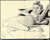 Cartoon: Monday Night Figure Sketch (small) by halltoons tagged woman girl nude model drawing sketch pen ink