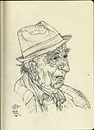 Cartoon: Old Geezer in a coffee house (small) by halltoons tagged drawing,old,man,sketch