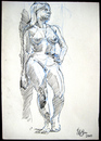 Cartoon: Statuesque Model from Below (small) by halltoons tagged nude,figure,woman,sketch,drawing,model