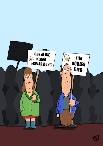 Cartoon: Bier (medium) by luftzone tagged thomas,luft,cartoon,lustig,klima,klimawandel,erderwärmung,naturschutz,streik,demonstration,mann,frau,bier,einigkeit,thomas,luft,cartoon,lustig,klima,klimawandel,erderwärmung,naturschutz,streik,demonstration,mann,frau,bier,einigkeit