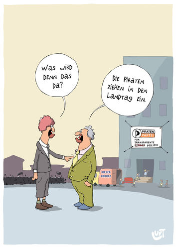 Cartoon: Einzug (medium) by luftzone tagged cartoonalarm,cartoon,thomas,luft,luftzone,humor,comic,spaß,lustig,freude,lachen,comedy,lacher,brüller,zeichnung,sprechblase,karikatur,politik,parteien,landtag,wahlen,piraten,piratenpartei,plakat,umzug,einzug,lkw,sofa,transport,menschen,menschenmenge,schleswig,holstein,nordrhein,westfalen,landtag,piratenpartei,piraten,parteien,wahlen,landtagswahl,fdp