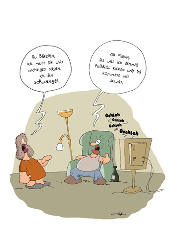 Cartoon: Endlich schwanger (medium) by luftzone tagged fernsehen,fernseher,fußball,schwanger,schwanger,fußball,fernseher,fernsehen,tv,mann,frau,liebe,partnerschaft,beziehung