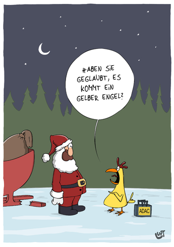 Cartoon: Gelber Engel (medium) by luftzone tagged cartoon,thomas,luft,lustig,weihnachtsmann,adac,panne,gelbe,engel,kutsche,cartoon,thomas,luft,lustig,weihnachtsmann,adac,panne,gelbe,engel,kutsche