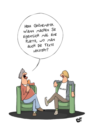 Cartoon: Grönemeyer (medium) by luftzone tagged cartoonalarm,cartoon,thomas,luft,luftzone,humor,comic,spaß,lustig,freude,lachen,comedy,lacher,brüller,zeichnung,sprechblase,karikatur,gespräch,interview,herbert,grönemyer,sessel,mikrofon,deutsch,texte,platte,cd,musik,aussprache,grönemeyer,sprechblase,gespräch,musik,aussprache,mikrofon