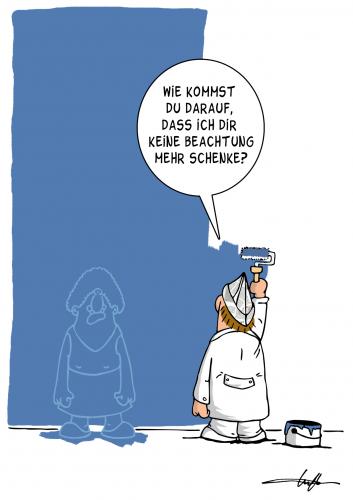 Cartoon: Neue Wandfarbe (medium) by luftzone tagged farbe,maler,beachtung,wand,wandfarbe,frau,blau,colour,color,blue,woman,man,beziehung,partnerschaft,mann,frau,ehe,ehepaar,alltag,beachtung,respekt,aufmerksamkeit,ignoranz,ignorieren,maler,farbe,wand,wandfarbe,blau