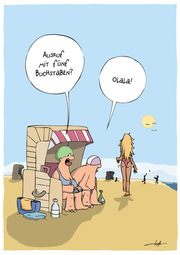 Cartoon: Olala (medium) by luftzone tagged cartoonalarm,cartoon,thomas,luft,luftzone,strand,sonne,urlaub,ostsee,meer,nordsee,see,wasser,entspannung,sand,strandkorb,mann,frau,oma,opa,schönheit,blondine,blond,olala,freizeit,sonnen,sonnenbad,sonne,strand,urlaub,ostsee,meer,nordsee,see,wasser,opa,oma,schönheit,blondine,strandkorb,entspannung