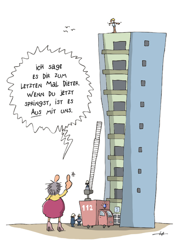 Cartoon: Suizid (medium) by luftzone tagged hochhaus,luftzone,luft,thomas,cartoon,cartoonalarm,sprung,trennung,scheidung,drehleiter,feuerleiter,leiter,112,feuerwehr,suizid,selbstmord,selbstmörder,todeskandidat,lebensmüder,frau,mann,wolkenkratze,hochhaus,wolkenkratze,frau,lebensmüder,todeskandidat,selbstmord,feuerwehr,suizid,112,leiter,feuerleiter,drehleiter,scheidung,trennung,sprung,liebe,beziehung