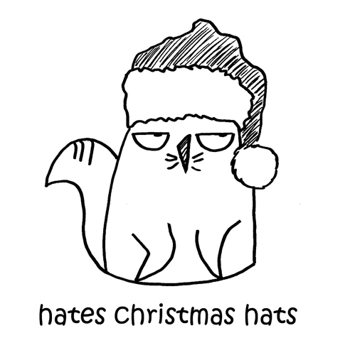 Cartoon: One Cats Thoughts (medium) by DebsLeigh tagged cat,cartoon,feline,animal,christmas,hat,cute