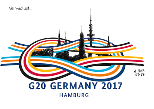 Cartoon: G20 Gipfel in Hamburg (medium) by Ago tagged g20,gipfel,hamburg,deutschland,2017,ausnahmezustand,sicherheitsmaßnahmen,sperrung,verbote,großereignis,regierungschefs,staatschefs,20,länder,usa,europa,tigerstaaten,konferent,verhandlungen,großer,aufwand,kaum,ergebnisse,kritk,proteste,einschränkung,demonstrationen,politik,logo,schlinge,knoten,karikatur,cartoon,illustration,tale,agostino,natale,g20,gipfel,hamburg,deutschland,2017,ausnahmezustand,sicherheitsmaßnahmen,sperrung,verbote,großereignis,regierungschefs,staatschefs,20,länder,usa,europa,tigerstaaten,konferent,verhandlungen,großer,aufwand,kaum,ergebnisse,kritk,proteste,einschränkung,demonstrationen,politik,logo,schlinge,knoten,karikatur,cartoon,illustration,tale,agostino,natale