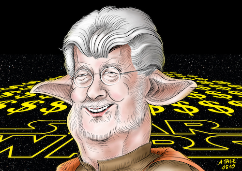 Cartoon: George Lucas Karikatur (medium) by Ago tagged george,lucas,regisseur,autor,usa,star,wars,geburtstag,hollywood,film,saga,science,fiction,kult,weltraumepos,märchen,yoda,dollarzeichen,karikatur,caricature,gesicht,porträt,bild,cartoon,pressezeichnung,illustration,tale,agostino,natale,george,lucas,regisseur,autor,usa,star,wars,geburtstag,hollywood,film,saga,science,fiction,kult,weltraumepos,märchen,yoda,dollarzeichen,karikatur,caricature,gesicht,porträt,bild,cartoon,pressezeichnung,illustration,tale,agostino,natale