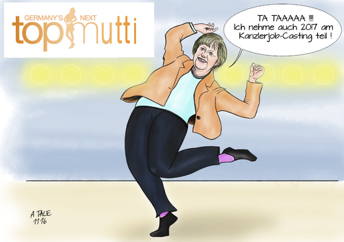 Cartoon: GNTM Germany s next Topmutti (medium) by Ago tagged angela,merkel,offizielle,ankuendigung,kanzlerkandidatur,kandidatin,kanzlerin,wahlkampf,vierte,amtszeit,cdu,2017,bundeskanzlerin,wahl,bundestagswahl,deutschland,germany,next,topmodel,casting,show,fernsehen,persiflage,model,pose,politik,karikatur,cartoon,illustration,tale,agostino,natale,angela,merkel,offizielle,ankuendigung,kanzlerkandidatur,kandidatin,kanzlerin,wahlkampf,vierte,amtszeit,cdu,2017,bundeskanzlerin,wahl,bundestagswahl,deutschland,germany,next,topmodel,casting,show,fernsehen,persiflage,model,pose,politik,karikatur,cartoon,illustration,tale,agostino,natale