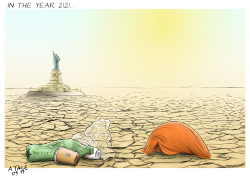 Cartoon: Klimawandel?Welcher Klimawandel? (medium) by Ago tagged un,united,nations,klimagipfel,summit,2019,new,york,umweltschutz,klimawandel,globale,erderwärmung,verharmlosung,donald,trump,leugner,plastikmüll,toupet,kunststoff,zukunft,dürre,dystopie,apokalypse,politik,karikatur,cartoon,pressezeichnung,illustration,tale,agostino,natale,un,united,nations,klimagipfel,summit,2019,new,york,umweltschutz,klimawandel,globale,erderwärmung,verharmlosung,donald,trump,leugner,plastikmüll,toupet,kunststoff,zukunft,dürre,dystopie,apokalypse,politik,karikatur,cartoon,pressezeichnung,illustration,tale,agostino,natale