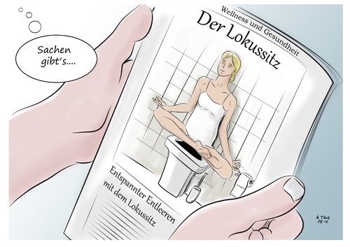 Cartoon: Lokussitz (medium) by Ago tagged yoga,wellness,gesundheit,übertreibung,esoterik,gesundheitswahn,lifestyle,körperkult,lotussitz,wortspiel,wc,toilette,karikatur,cartoon,yoga,wellness,gesundheit,übertreibung,esoterik,gesundheitswahn,lifestyle,körperkult,lotussitz,wortspiel,wc,toilette,karikatur,cartoon