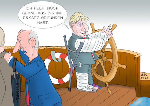 Cartoon: Loslassen können... (medium) by Ago tagged boris,johnson,premierminister,großbritannien,london,regierung,rücktritt,vorsitz,partei,tories,affären,skandale,hartnäckige,weigerung,festhalten,schiff,steuermann,krücke,stark,eingeschränkt,angeschlagen,ohne,rückhalt,politik,caricature,karikatur,cartoon,pressezeichnung,illustration,ago,agostino,natale,boris,johnson,premierminister,großbritannien,london,regierung,rücktritt,vorsitz,partei,tories,affären,skandale,hartnäckige,weigerung,festhalten,schiff,steuermann,krücke,stark,eingeschränkt,angeschlagen,ohne,rückhalt,politik,caricature,karikatur,cartoon,pressezeichnung,illustration,ago,agostino,natale