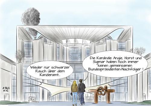 Cartoon: Non habemus Kandidat (medium) by Ago tagged bundespraesident,deutschland,nachfolger,gauck,groko,regierung,gemeinsamer,kandidat,cdu,csu,spd,merkel,seehofer,gabriel,einigung,debatte,konsenskandidat,spitzentreffer,kanzleramt,berlin,vergleich,papstwahl,weisser,rauch,schwarzer,kardinaele,habemus,papam,politik,karikatur,cartoon,illustration,tale,bundespraesident,deutschland,nachfolger,gauck,groko,regierung,gemeinsamer,kandidat,cdu,csu,spd,merkel,seehofer,gabriel,einigung,debatte,konsenskandidat,spitzentreffer,kanzleramt,berlin,vergleich,papstwahl,weisser,rauch,schwarzer,kardinaele,habemus,papam,politik,karikatur,cartoon,illustration,tale