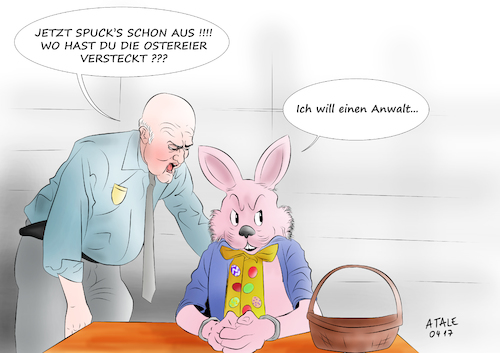 Cartoon: Ostereiersuche (medium) by Ago tagged ostern,osterhase,hase,ostereier,eier,verstecken,fest,festtag,suchen,suche,nest,persiflage,verhör,polizist,kommissar,verhörraum,geständnis,verraten,singen,auspacken,versteck,beute,religion,christlich,brauchtum,feiertag,karikatur,cartoon,illustration,tale,agostino,natale,ostern,osterhase,hase,ostereier,eier,verstecken,fest,festtag,suchen,suche,nest,persiflage,verhör,polizist,kommissar,verhörraum,geständnis,verraten,singen,auspacken,versteck,beute,religion,christlich,brauchtum,feiertag,karikatur,cartoon,illustration,tale,agostino,natale