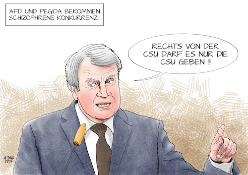 Cartoon: Sich selbst rechts überholen (medium) by Ago tagged csu,seehofer,rechtsruck,flüchtlingskrise,asylrecht,verschärfung,markige,worte,humanität,afd,pegida,fremdenhass,abgrenzung,grenzen,transitzonen,politik,karikatur,cartoon,csu,seehofer,rechtsruck,flüchtlingskrise,asylrecht,verschärfung,markige,worte,humanität,afd,pegida,fremdenhass,abgrenzung,grenzen,transitzonen,politik,karikatur,cartoon