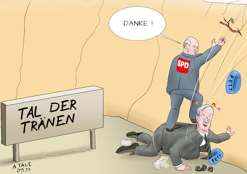 Cartoon: Stützenhilfe (medium) by Ago tagged bundestagswahl,deutschland,kanzlerkandidaten,olaf,scholz,spd,armin,laschet,cdu,csu,umfragewerte,prognosen,absturz,umkehrung,favoritenrolle,wiederbelebung,sozialdemokraten,unfreiwillige,unterstützung,grube,fettnäpfchen,hochklettern,politik,caricature,karikatur,cartoon,pressezeichnung,illustration,tale,agostino,natale,bundestagswahl,deutschland,kanzlerkandidaten,olaf,scholz,spd,armin,laschet,cdu,csu,umfragewerte,prognosen,absturz,umkehrung,favoritenrolle,wiederbelebung,sozialdemokraten,unfreiwillige,unterstützung,grube,fettnäpfchen,hochklettern,politik,caricature,karikatur,cartoon,pressezeichnung,illustration,tale,agostino,natale