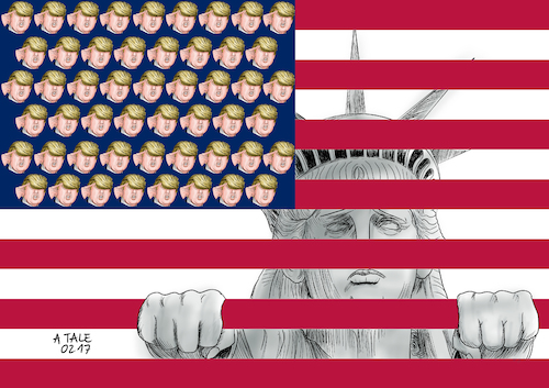 Cartoon: United states of Donald (medium) by Ago tagged donald,trump,usa,praesident,freiheisstatue,eingesperrt,flagge,presse,konferenz,journalisten,ausgesperrt,einschränkung,freie,meinungsäußerung,freedom,of,speech,eigensinnig,uneinsichtig,extrem,gefahr,undiplomatisch,vereinigte,staaten,amerika,demokratie,vernunft,aufklaerung,republikaner,demagoge,populist,polarisierer,vereinfacher,parolen,xenophobie,fremdenhass,land,gespalten,sorge,ruepel,polemisch,vulgaer,politik,karikatur,cartoon,illustration,tale,agostino,natale,donald,trump,usa,praesident,freiheisstatue,eingesperrt,flagge,presse,konferenz,journalisten,ausgesperrt,einschränkung,freie,meinungsäußerung,freedom,of,speech,eigensinnig,uneinsichtig,extrem,gefahr,undiplomatisch,vereinigte,staaten,amerika,demokratie,vernunft,aufklaerung,republikaner,demagoge,populist,polarisierer,vereinfacher,parolen,xenophobie,fremdenhass,land,gespalten,sorge,ruepel,polemisch,vulgaer,politik,karikatur,cartoon,illustration,tale,agostino,natale