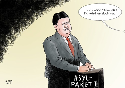 Cartoon: Verwirrte SPD (medium) by Ago tagged spd,sigmar,gabriel,asylpaket,ii,zwei,streit,kompromiss,konfusion,widerruf,regierung,kabinett,beschluss,gesetzespaket,verschärfung,nachträglich,familiennachzug,begrenzung,unbegleitete,minderjährige,flüchtlinge,ausnahme,politik,karikatur,cartoon,spd,sigmar,gabriel,asylpaket,ii,zwei,streit,kompromiss,konfusion,widerruf,regierung,kabinett,beschluss,gesetzespaket,verschärfung,nachträglich,familiennachzug,begrenzung,unbegleitete,minderjährige,flüchtlinge,ausnahme,politik,karikatur,cartoon