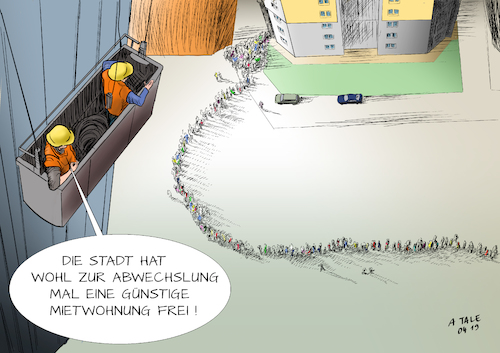 Cartoon: Wohnungsnot (medium) by Ago tagged demonstrationen,proteste,wohnungsnot,hohe,mieten,ballungszentren,großstädten,knappes,angebot,bezahlbarer,wohnraum,sozialwohnungen,ankurbelung,wohnungsbau,kommunen,diskussion,debatte,grünen,enteignung,kampf,spekulation,grundstückspreise,wirtschaft,immobilienbranche,warteschlange,wohnungsbesichtigung,politik,karikatur,cartoon,pressezeichnung,illustration,tale,agostino,natale,demonstrationen,proteste,wohnungsnot,hohe,mieten,ballungszentren,großstädten,knappes,angebot,bezahlbarer,wohnraum,sozialwohnungen,ankurbelung,wohnungsbau,kommunen,diskussion,debatte,grünen,enteignung,kampf,spekulation,grundstückspreise,wirtschaft,immobilienbranche,warteschlange,wohnungsbesichtigung,politik,karikatur,cartoon,pressezeichnung,illustration,tale,agostino,natale