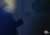 Cartoon: Earth hour (small) by Ago tagged earth,hour,2026,wwf,klimaschutzaktion,globale,bewegung,signal,erderwärmung,umweltzerstörung,klimawandel,trump,leugner,populist,gefahr,welt,kriege,strafzölle,licht,ausknipsen,dunkelheit,politik,karikatur,cartoon,pressezeichnung,illustration,ago,agostino,natale