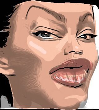 Cartoon: Angelina Jolie caricature (medium) by jit tagged drawing,angelina,jolie,caricature,with,iphone