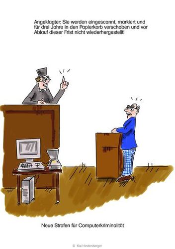 Cartoon: Computerkriminalität (medium) by khartoon67 tagged computer,gericht,kriminalität,urteil