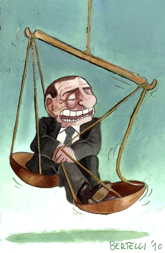 Cartoon: Self made Justice (medium) by matteo bertelli tagged berlusconi,selfmade,justice,bertelli,silvio berlusconi,gerechtigkeit,italien,silvio,berlusconi