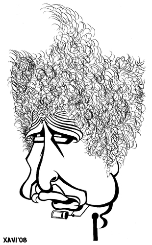 Cartoon: Bob Dylan v.2 (medium) by Xavi dibuixant tagged poetry,folk,rock,music,caricature,dylan,bob