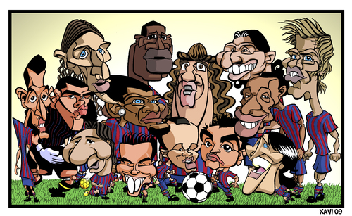 Cartoon: FC Barcelona 2010 (medium) by Xavi dibuixant tagged barcelona,fcb,caricature,caricatura,2009,2010,champion,club,champions,league,liga,football,soccer,futbol,spain,fc barcelona 2010,fußball,sport,sportler,fußballer,karikatur,karikaturen,fc,barcelona,2010