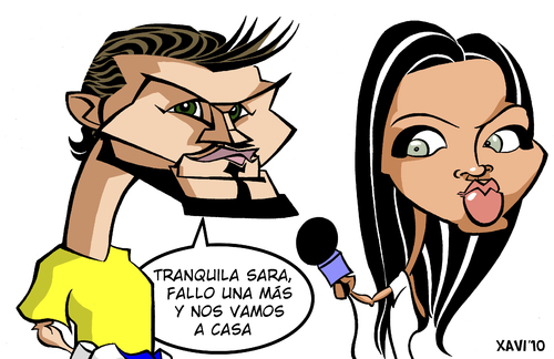Cartoon: Interview to Casillas (medium) by Xavi dibuixant tagged casillas,carbonero,world,cup,2010,southafrica,spain,football,soccer,caricature,cartoon,casillas,wm,fußball,fussball,sport,karikatur,2010