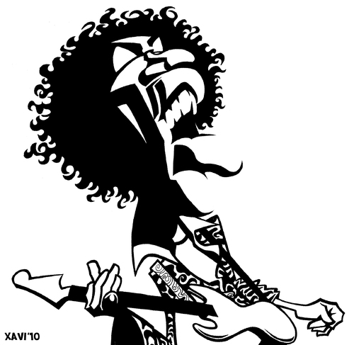 Cartoon: Jimi Hendrix (medium) by Xavi dibuixant tagged hendrix,jimi,caricature,cartoon,caricatura,dibujo,drawing,rock,guitar,jimi hendrix,musiker,musik,karikatur,karikaturen,jimi,hendrix