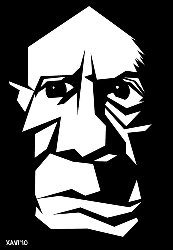 Cartoon: Pablo Picasso (medium) by Xavi dibuixant tagged pablo,picasso,paint,picture,art,culture,pablo,picasso,portrait,abstrakt,künstler,maler,grafiker,grafik,kubismus,kunst,karikatur,mann,gesicht