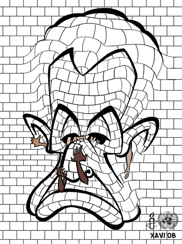 Cartoon: The Sarkozy Wall (medium) by Xavi dibuixant tagged politics,europe,france,wall,sarkozy,sarkozy,mauer,eu,frankreich,außenpolitik,paris,europa,unesco,armut,hunger,afrika,schwellenland,dritte welt,aids,tod,spende,unterstützung,dritte,welt