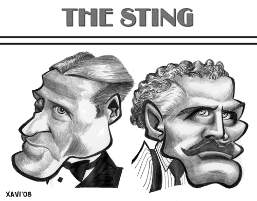 Cartoon: The Sting (medium) by Xavi dibuixant tagged the,sting,robert,redford,paul,newman,cinema,film,hollywood,star,oscar,sting,robert redford,paul newman,film,kino,george roy hill,ragtime,gershwin,entertainer,klassiker,juwel,oscar,darsteller