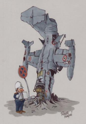 Cartoon: Crash (medium) by Roberto Mangosi tagged crash,airplane,police,